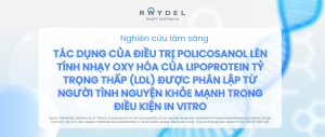 Nghiên cứu lâm sàng "Tác dụng của điều trị policosanol lên tính nhạy oxy hóa của lipoprotein tỷ trọng thấp (LDL) được phân lập từ người tình nguyện khỏe mạnh trong điều kiện in vitro"